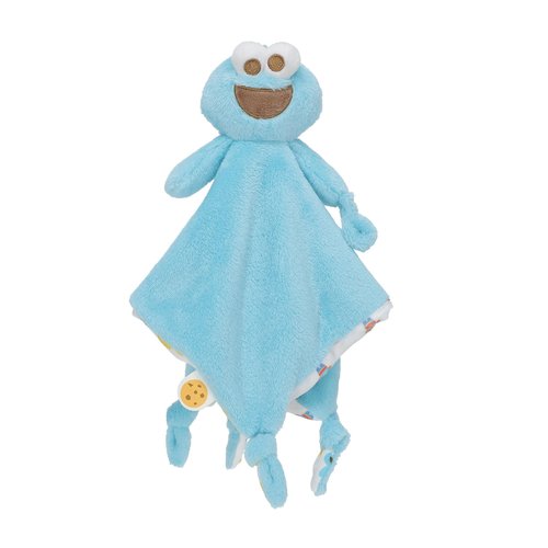 Kids Preferred Sesame Street Cookie Monster Blanky Made of Soft Material with Knotted Corners and Pacifer Loop for Babies and Infants