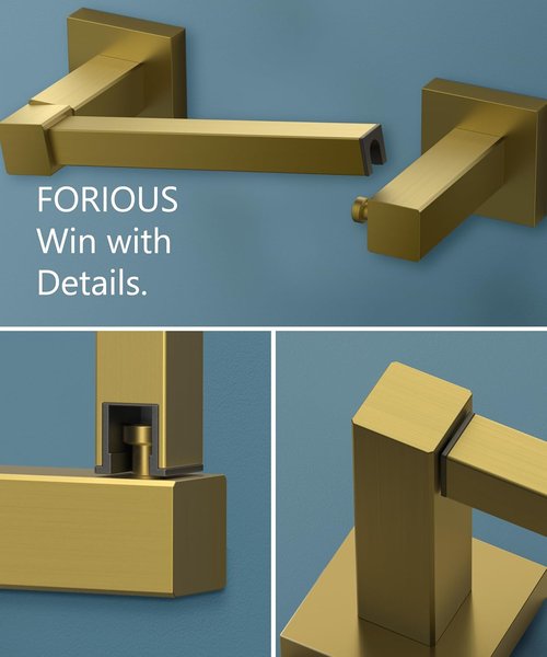FORIOUS Toilet Paper Holder - Stainless Steel Rustproof Double Post Pivoting Design | Brushed Gold Finish