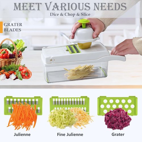 Dewpeton Pro-Series 20-in-1 Vegetable Chopper - Versatile Mandoline Slicer & Spiralizer for Onion Salad