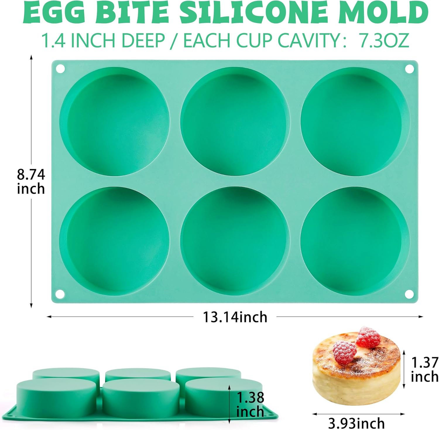 Skiennix 4-Inch Round Silicone Baking Mold - Non-Stick 2-Piece Muffin Top Pan | 6-Cavity for Breakfast Sandwiches