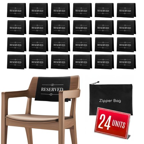 24 Pcs Reserved Seating Signs for Chairs Church Pew Reserved Chair Signs Placeholder with Printed Words for Weddings Parties Celebrations Receptions Church or Event