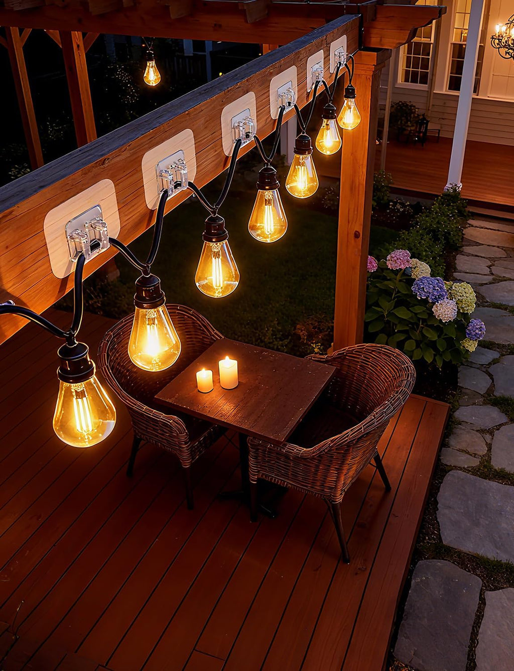 Skiennix 50Pcs Outdoor String Light Clips - Adhesive Wall Wire Holders for Easy LED Hanging