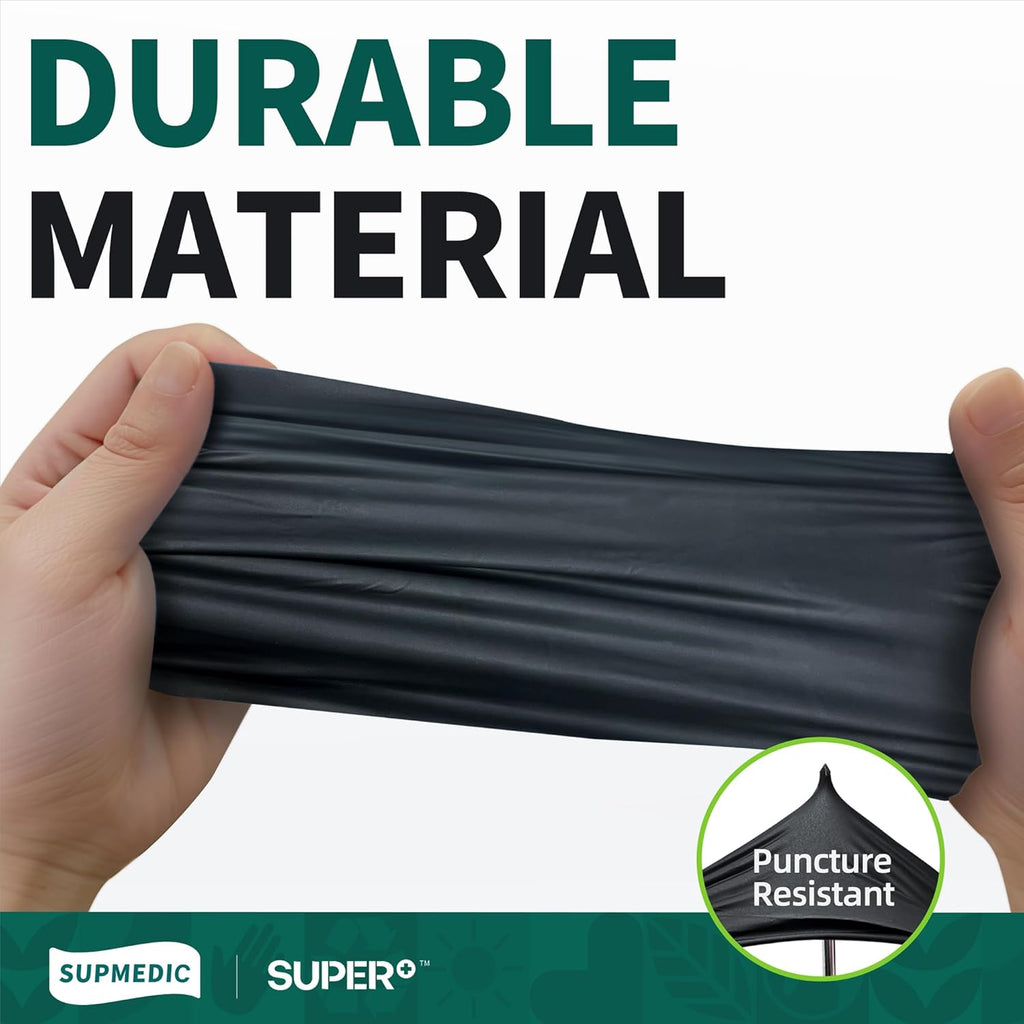 Supmedic Vinyl Disposable Exam Gloves - Black 4Mil, Powder-Free & Latex-Free | Medical & Food Safe, 100 Count