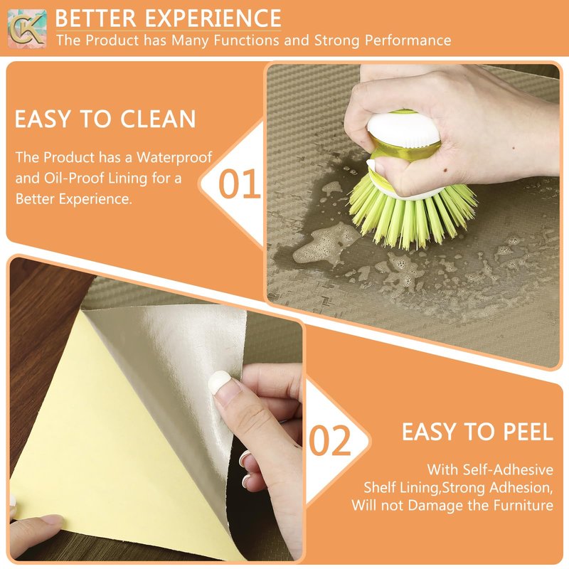 Self-Adhesive Shelf Liner Kitchen Liner, Waterproof Backed Paper Easy Peel and Stick Contact Liner Without Residue for Decor Your Desk Surface, Kitchen Countertops (Dark Khaki, 23.6 x 118.1 inches)