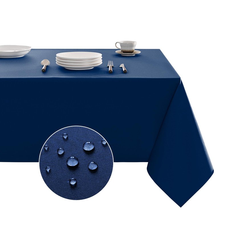 Veblandy Table Cloth Rectangle Waterproof Spill-Proof Wrinkle-Free Tablecloth Washable, Kitchen Dining Tabletop Decoration, Fabric Table Cover for Indoor and Outdoor Use, 60 x 102 Inch, Navy Blue