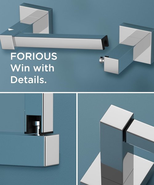 FORIOUS Toilet Paper Holder - Rustproof Stainless Steel Double Post Pivoting Design | Chrome Finish, Square