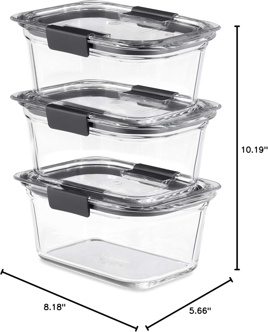 Rubbermaid Brilliance Glass Storage Containers - Set of 3 | 4.7-Cup Clear Food Storage with Lids