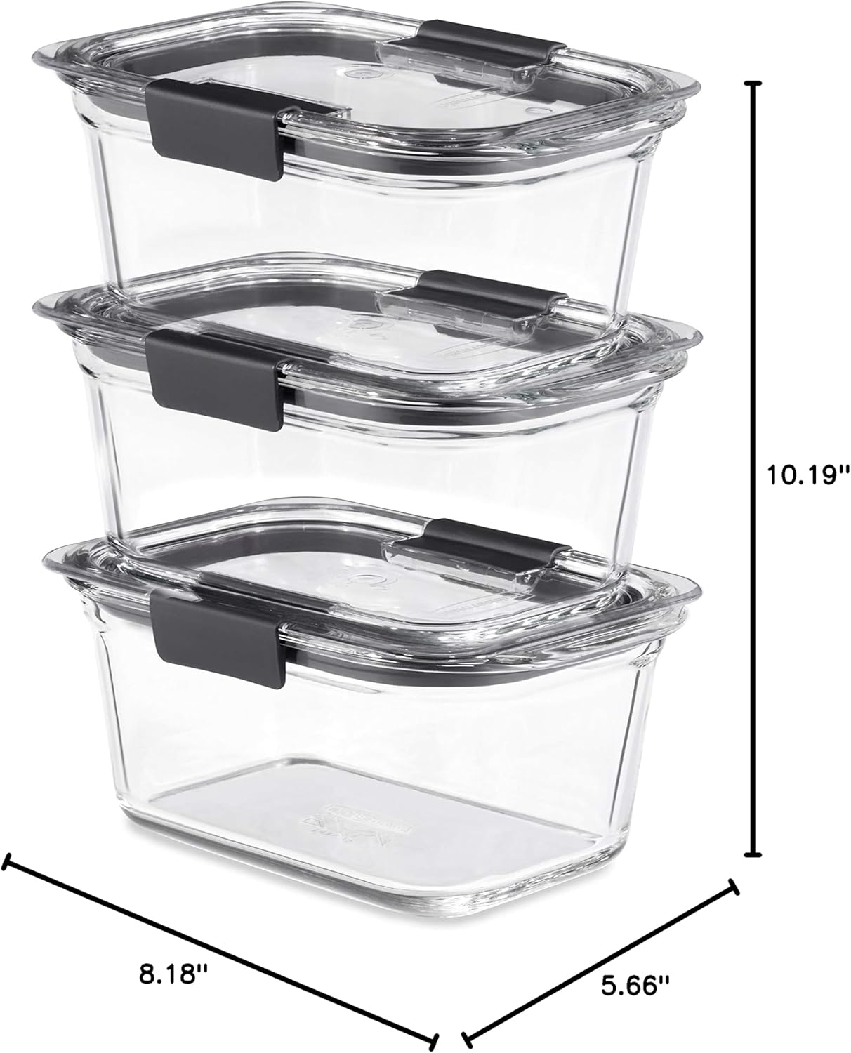 Rubbermaid Brilliance Glass Storage Containers - Set of 3 | 4.7-Cup Clear Food Storage with Lids
