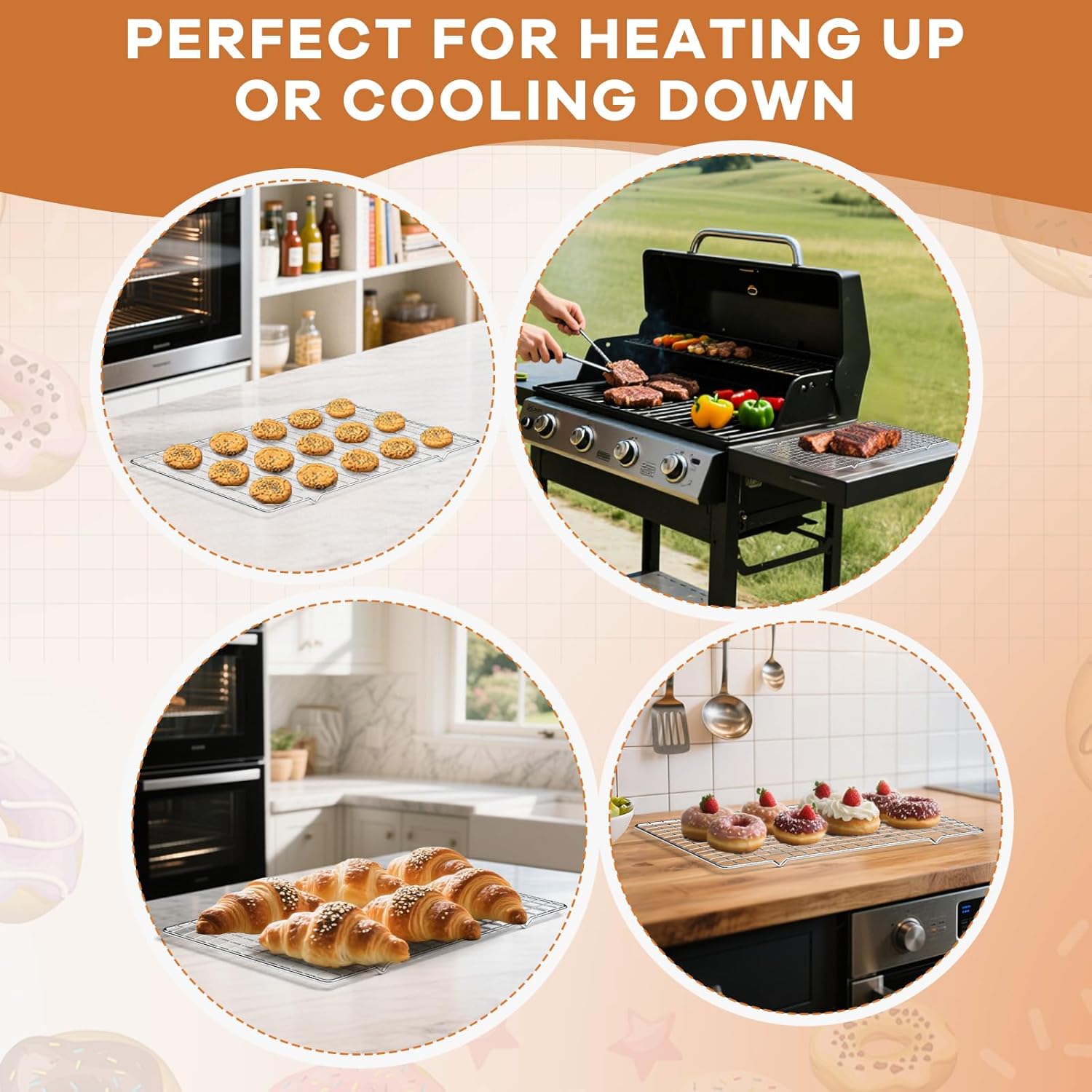 TOPCJ Cooling Rack - 2PCS Heavy Duty Stainless Steel Baking Rack | 10”x15” Non-Stick Grilling & Roasting