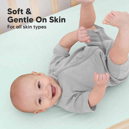 KeaBabies Organic Crib Sheets - 2-Pack Neutral Fitted Jersey Cotton for Boys & Girls | Soft Pastel Prints 52x28