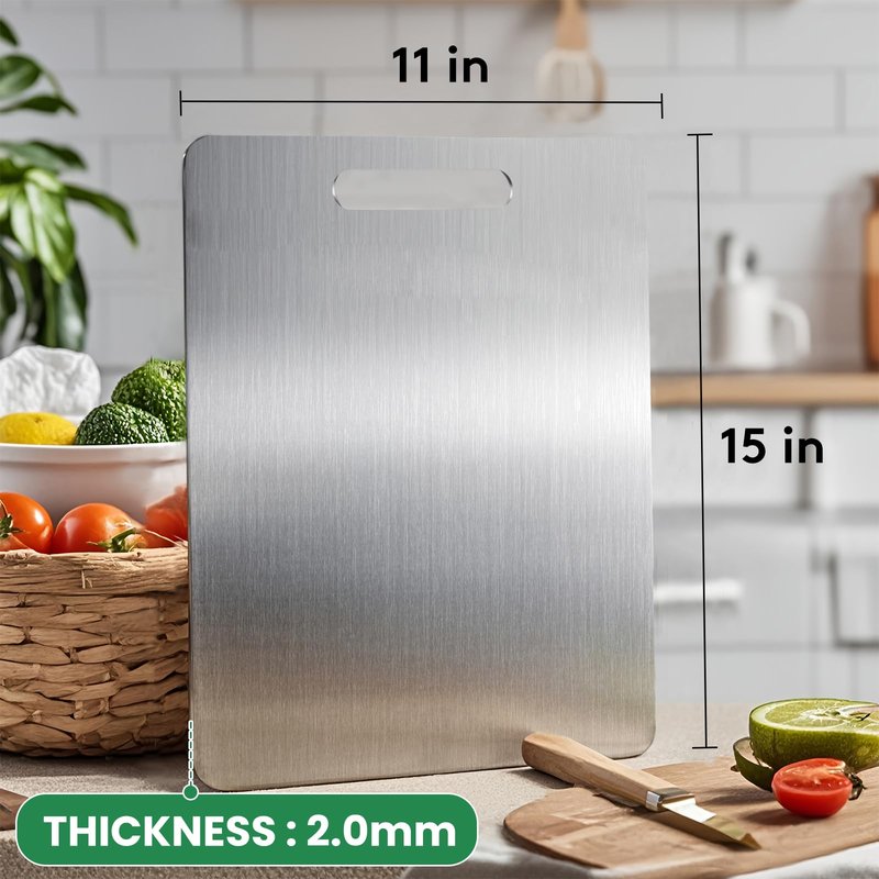 2 PackTitanium Cutting Boards 100% Pure Titanium for Kitchen .Cutting Edge Hygiene & Durability.Double sided food-grade Titanium Cutting Board For Meats Fruits And Vegetables. Easy to Clean（M+L)