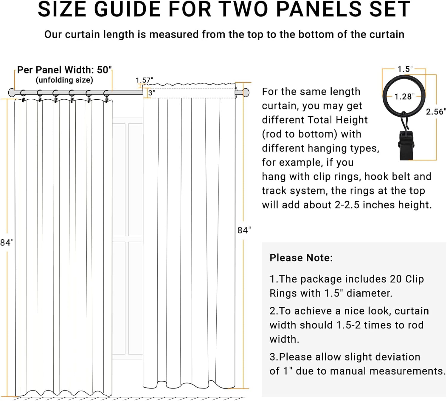 Skiennix 100% Blackout Curtains - Thermal Insulated Faux Linen | 84" Length, 2 Panels, Bright White