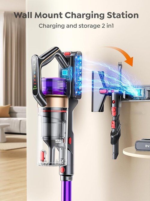 INTETURE Cordless Vacuum Cleaner - 650W 55KPA Suction Power | 70 Mins Runtime, Anti-Tangle Design, Touch Screen