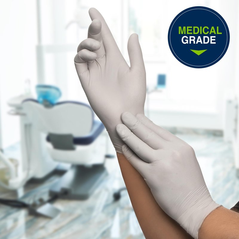 HALYARD STERLING Nitrile Exam Gloves, Non-Sterile, Powder-Free, 3.8 mil, 9.5 Inches, Gray, Large, 45271 (Box of 100)