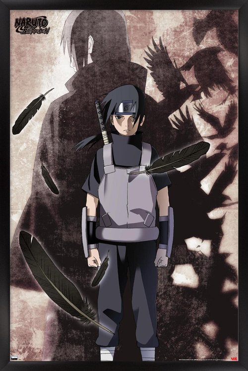 Naruto Shippuden - Itachi Uchiha Wall Poster, 22.4L" x 14.7W", Black Framed Version
