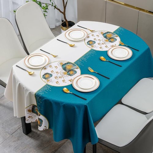 Maomoto Waterproof Rectangle PVC Tablecloth, Heavy Duty Vinyl Table Cloth Cover Oil Proof Spill Proof Wipeable Table Cloths for Indoor and Outdoor Use 55x87in (Blue)