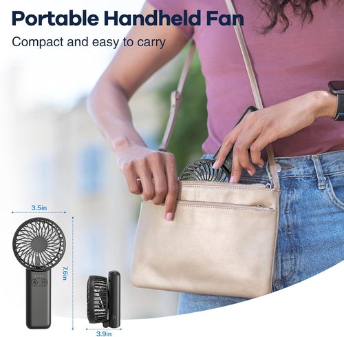 HandFan - Upgraded 5200mAh Portable Handheld Fan | 5-Speed Strong Airflow, 27-Hour Battery Life, Compact Design (Black)