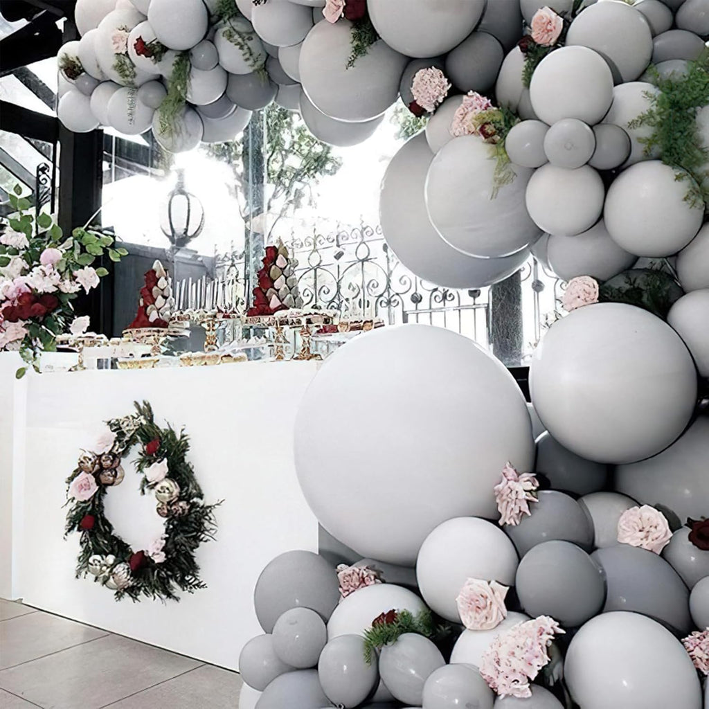 PartyWoo Gray Balloons - 152-Piece Matte Gray Latex Balloon Arch Kit | Perfect for Baby Showers, Graduations, Weddings & Birthdays