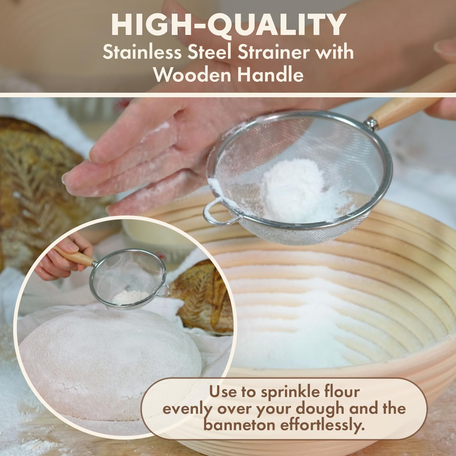 Banneton Bread Proofing Basket Set - 9-Inch Round Sourdough Starter Kit with Tools & Linen Bag