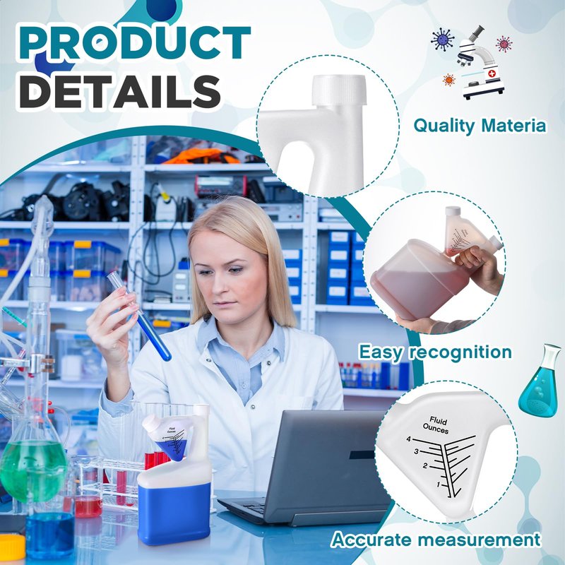 Yiyiring 12 Pcs 64 oz Measure Container Tip and Pour Measuring Chemical Containers HDPE Plastic Measuring Bottle, up to 4oz Measure Capacity
