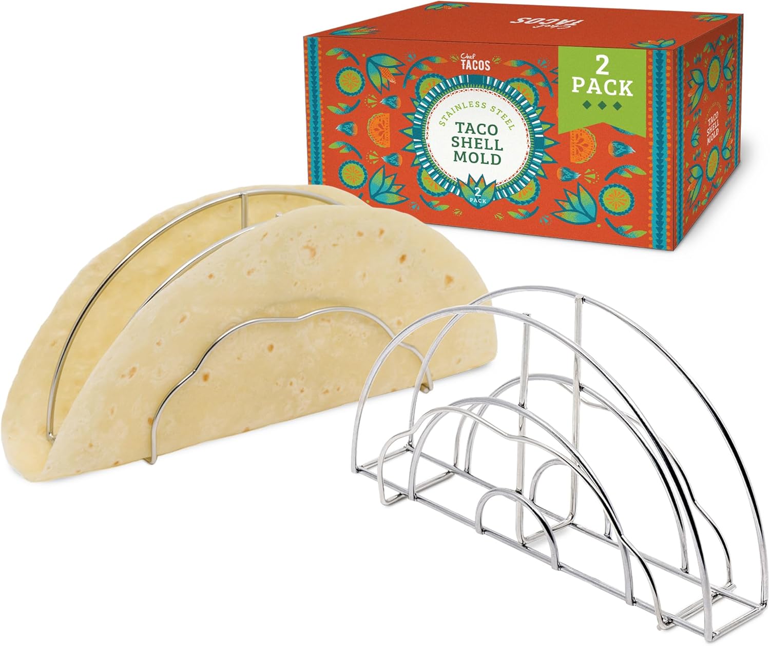 Skiennix Taco Shell Molder & Maker - Stainless Steel Tool for Oven & Air Fryer | 2-Pack, Dishwasher Safe, 6-8 Inch