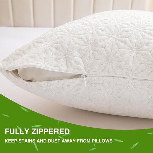 AVARNO Pillow Protectors with Zipper King Size,Bamboo Viscose Waterproof Pillow Protector,Hypoallergenic Pillow Covers, Ultra Soft Pillow Cases Covers,Noiseless,Cooling,Machine Washable,Set of 2