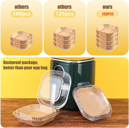Air Fryer Liners | 130 Pcs Non-Stick 9.5 Inch Disposable Parchment Paper for 5-8 Qt Fryers