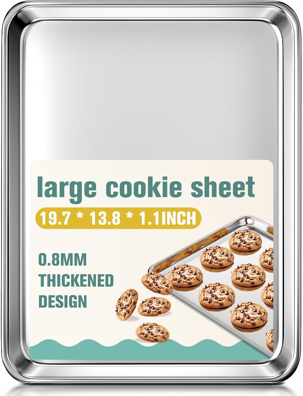 Skiennix Extra Large Stainless Steel Baking Sheet - Nonstick, Heavy Duty & Dishwasher Safe (20" x 14" x 1")
