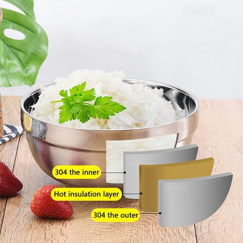 Yanglonghui Heat Insulated Stainless Steel Bowls, SUS 304, Double Walled Multipurpose, Perfect Snack Bowls for Serving Ice Cream or Hot Soup, Cereal, Rice, Noodles, Salad (2, 50 ounces)