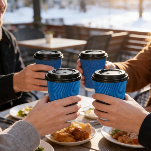 Lamosi To go Coffee Cups with Lids, Disposable Coffee Cups with Lids 9 oz 50 Pack