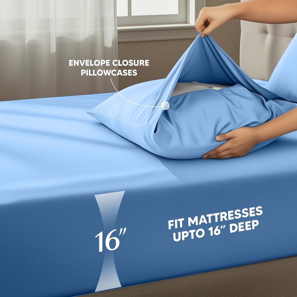 Utopia Bedding King Size Sheet Set - Soft, Breathable Microfiber | 4-Piece in Dutch Blue