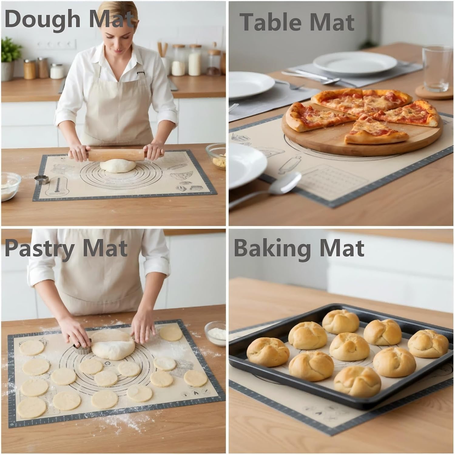 Silicone Baking Pastry Dough Mat - Extra Large 28x20 Inch Nonstick Kneading Board for Cookies & Pizza