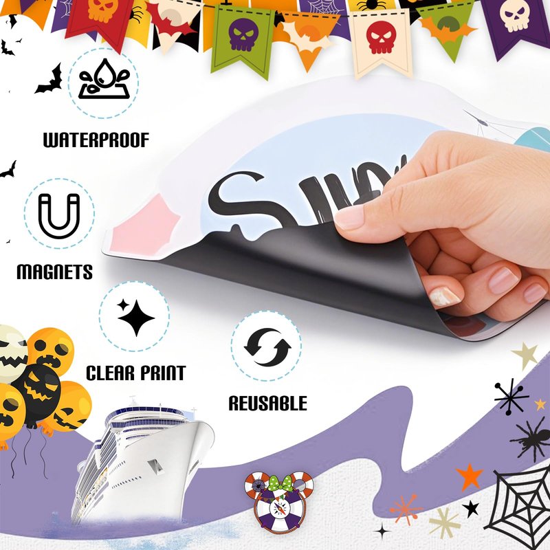 RiVolTa Halloween Cruise Door Decorations - 16 Pcs Mouse Pumpkin Ship Cabin Magnetic Stickers Funny Cute Ghost Boo Anchor Stateroom Magnets Decals Accessories for Carnival Holiday Party Fridge Decor