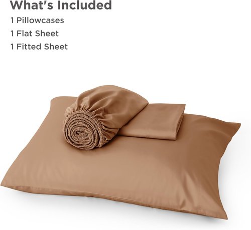 Bedsure Cooling Twin XL Sheets - Breathable Rayon from Bamboo | Soft, Deep Pocket Up to 16 Inches, Khaki