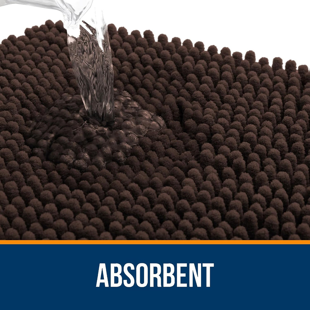 OLANLY Large Bath Rugs - Extra Soft Chenille with Rubber Backing | Quick Dry & Machine Washable, Brown 47x32
