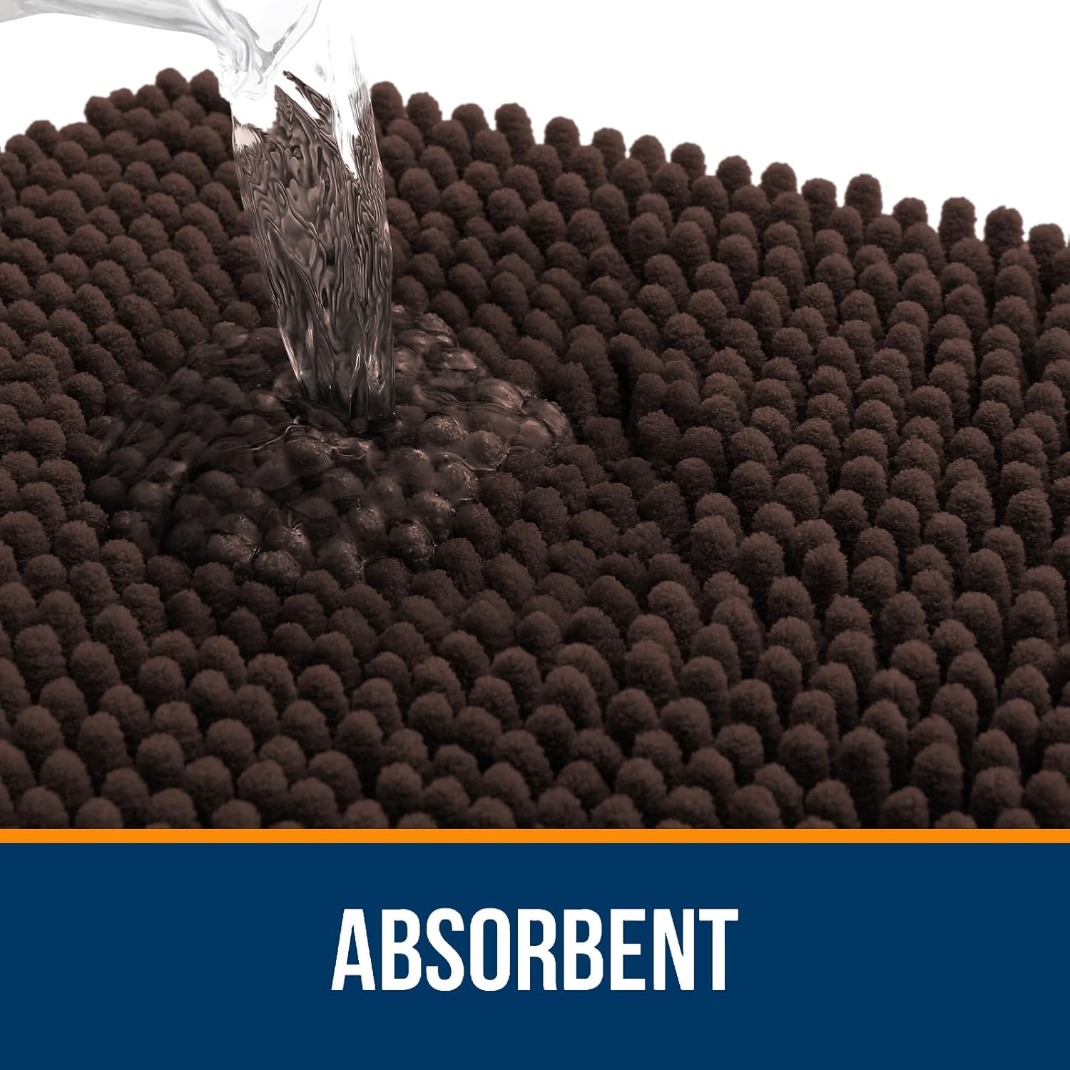OLANLY Large Bath Rugs - Extra Soft Chenille with Rubber Backing | Quick Dry & Machine Washable, Brown 47x32