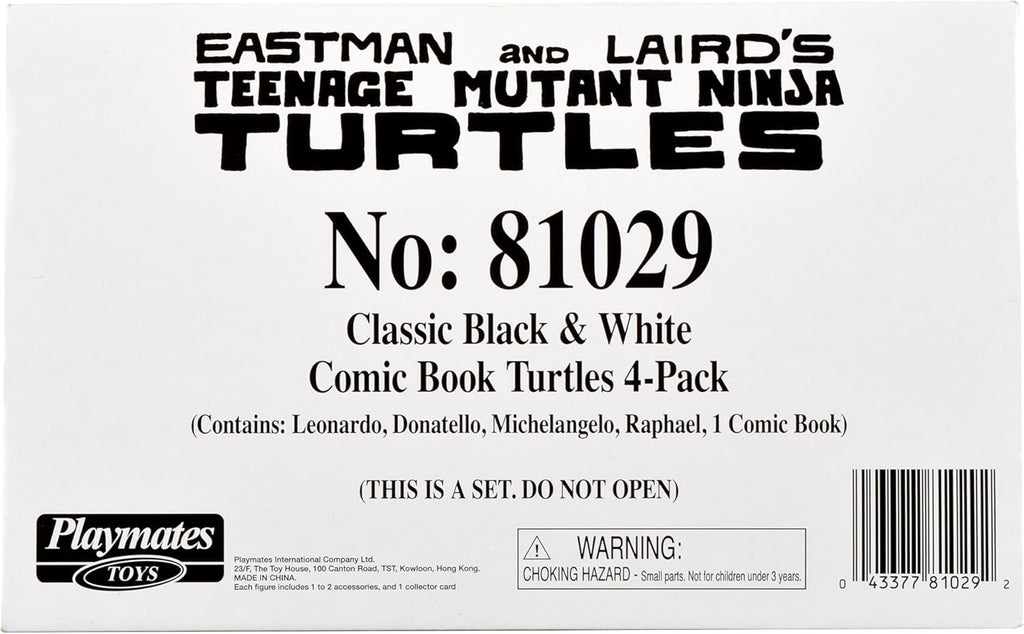 Playmates Toys Teenage Mutant Ninja Turtles Comic Book Figures - Black & White Set with Comic Book
