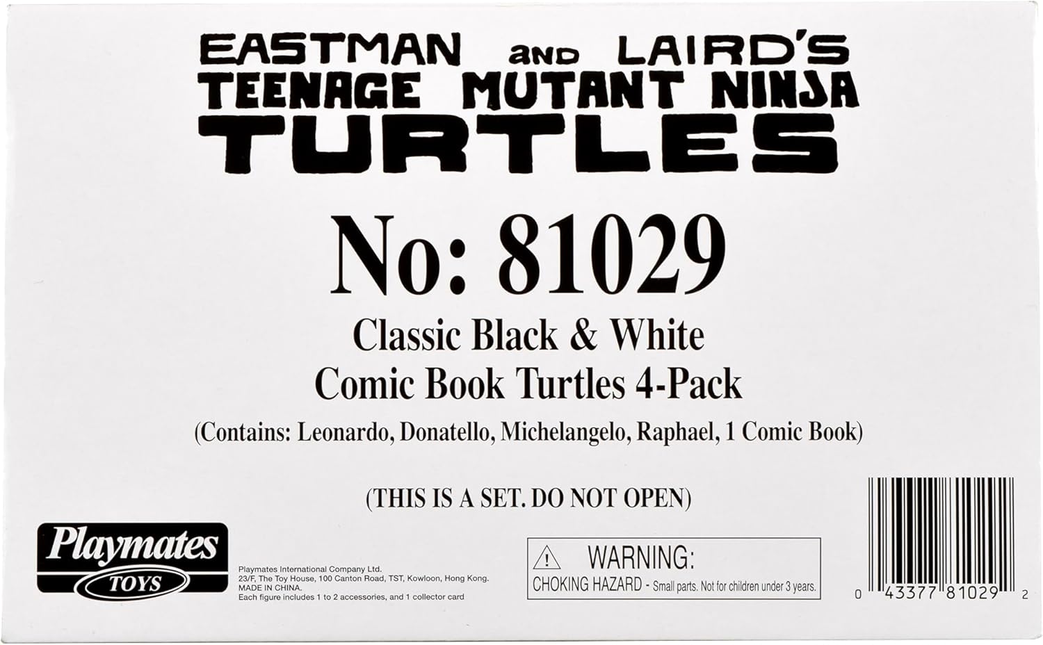 Playmates Toys Teenage Mutant Ninja Turtles Comic Book Figures - Black & White Set with Comic Book