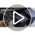 Modern Nesting Coffee Table Set of 2, Wood Grain Minimalist Side Tables