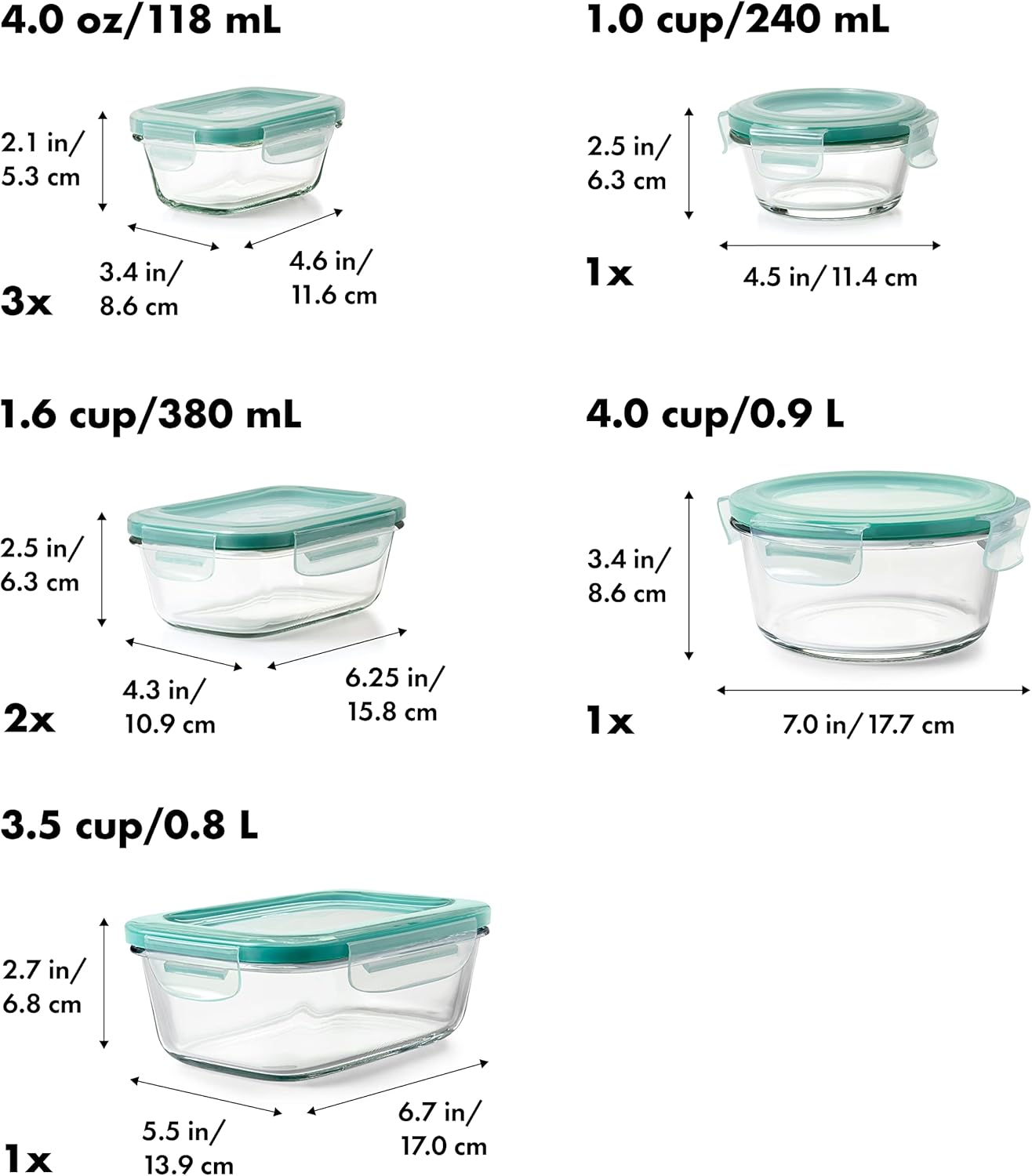 OXO Good Grips 16-Piece Airtight Glass Container Set - Smart Seal Everyday Storage Solution