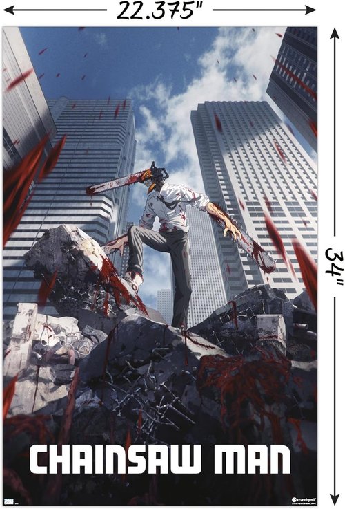 Chainsaw Man Wall Poster - Stunning Key Art | Unframed, 34L x 22.4W Inches