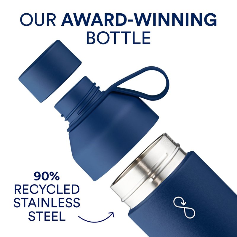 Ocean Bottle Original 25 oz | Stainless Steel Water Bottle | Reusable & Sustainable | Keeps Drinks Cold & Hot | Eco Friendly Gift (Ocean Blue)