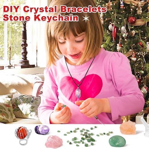 Crystal Advent Calendar 2024 - 24 Days of Gemstones & Geodes | DIY Bracelet & Necklace Kit for Kids