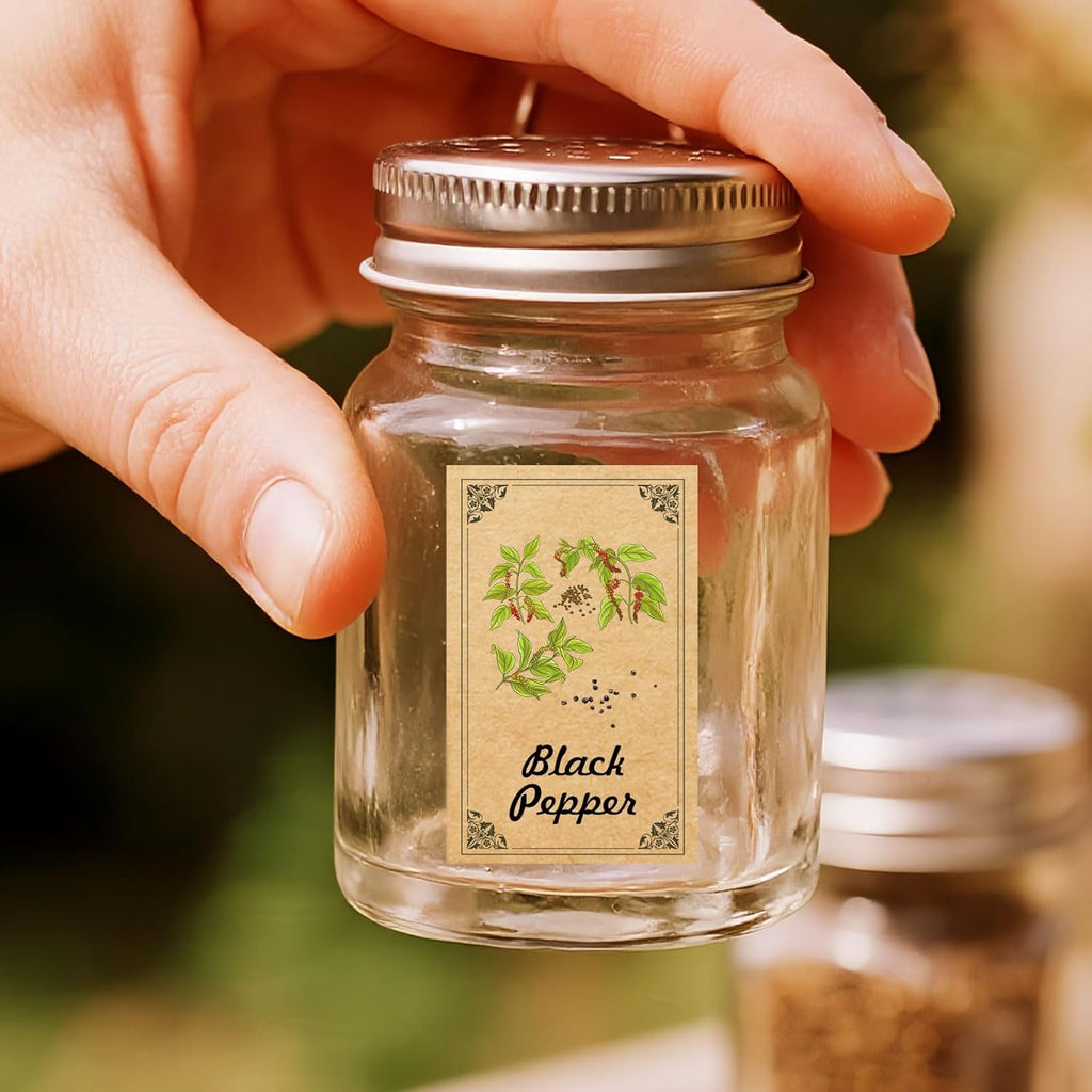 Skiennix 48PCS Herb & Spice Labels - Vintage Stickers for Jar Organization | Apothecary Labels (1.4"x2.4")