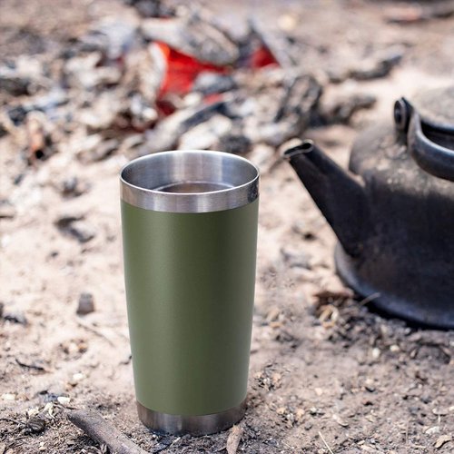 HASLE OUTFITTERS 20oz Tumblers Bulk Stainless Steel Cup with Lid Double Wall Vacuum Insulated Coffee Mug for Cold & Hot Drinks 8 Pack, Army Green