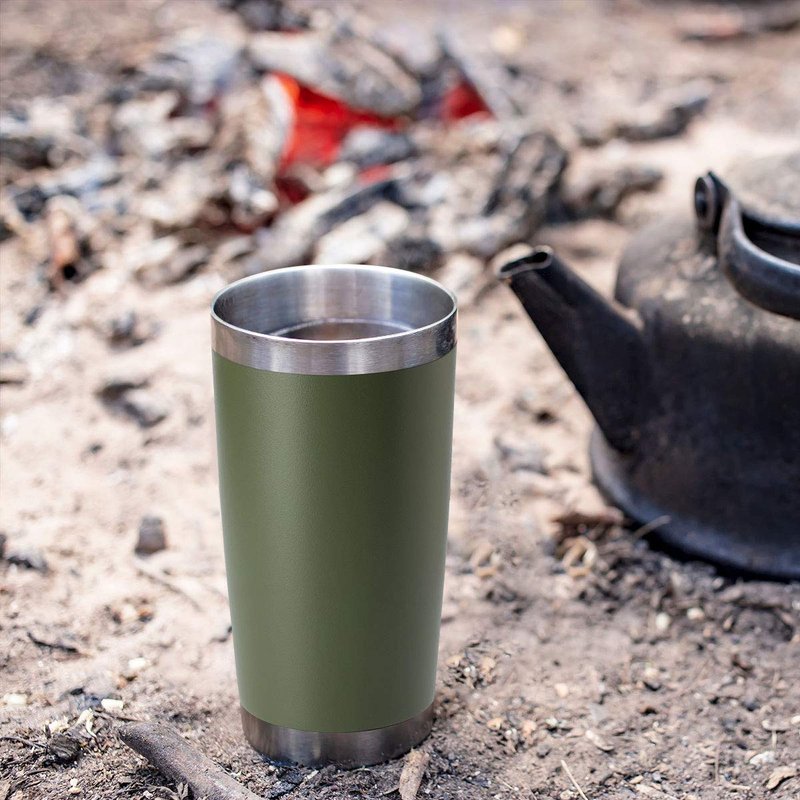 HASLE OUTFITTERS 20oz Tumblers Stainless Steel Mugs with Lid Double Wall Vacuum Insulated Coffee Cups for Cold & Hot Drinks (20oz-Dark Green, 8 Pack)