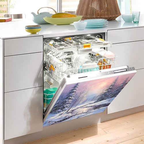YETTASBIN Rustic Winter Dishwasher Magnet Cover, 23 x 26 Inch, PVC + Magnetic Composite, 1 Count