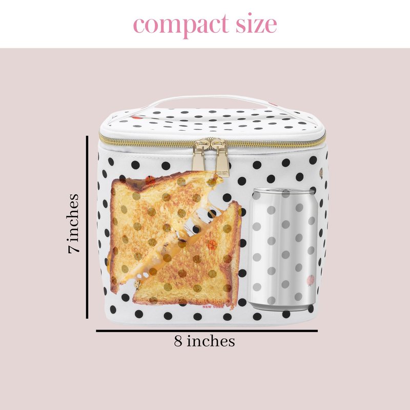 kate spade new york Insulated Lunch Tote, Small Lunch Cooler, Cute Lunch Bag for Women, Thermal Bag with Double Zipper Close and Carrying Handle, Ladybug Dot