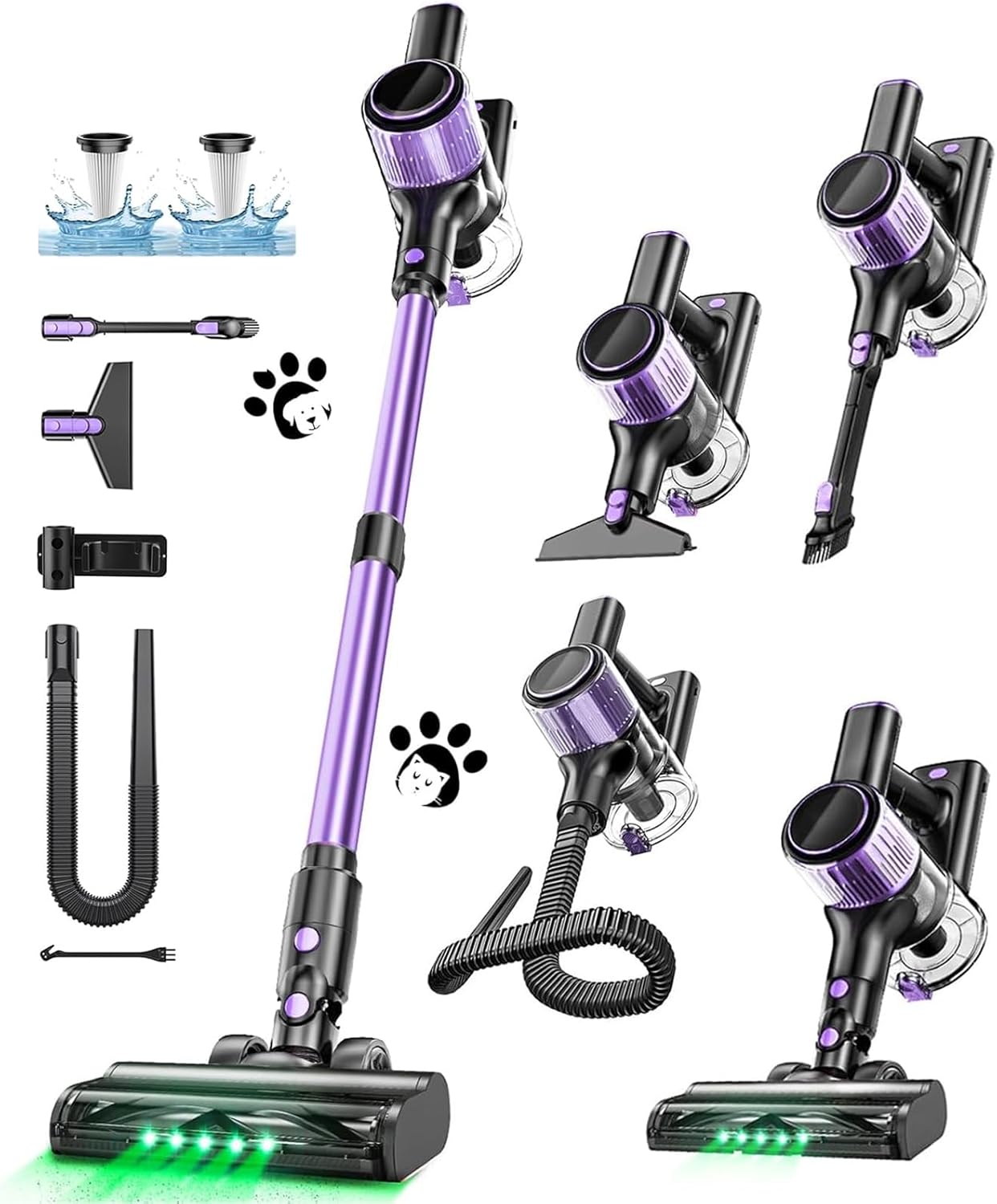 OIRFND Cordless Vacuum Cleaner - 10-in-1 Lightweight Stick Vacuum with Powerful Suction & LED Light | Ideal for Home & Carpets