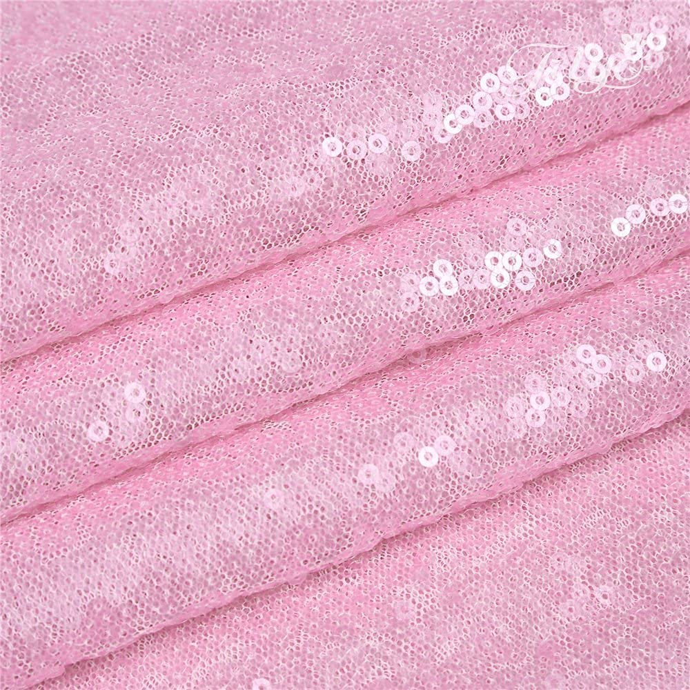 WISPET Pink Sequin Table Runner 12 X 108 Inch Pack of 12 Sequin Rectangle Table Runner Glitter Table Runner for Party Decor Graduation Party Supplies Decorations Wedding, Birthday